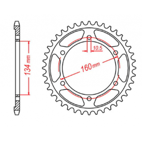 MTX PARTS 2023/03 ZĘBATKA TYLNA 4405 42 HONDA CBR 600RR '03-'06 (PC37) (JTR1307.42) (ŁAŃC. 525)