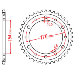 MTX PARTS 2023/03 ZĘBATKA TYLNA 4434 43 HONDA VFR750, VFR800 V-TEC '02-'14, VFR800X CROSSRUNNER '11-'15 (JTR1340.43) (ŁAŃC. 530)