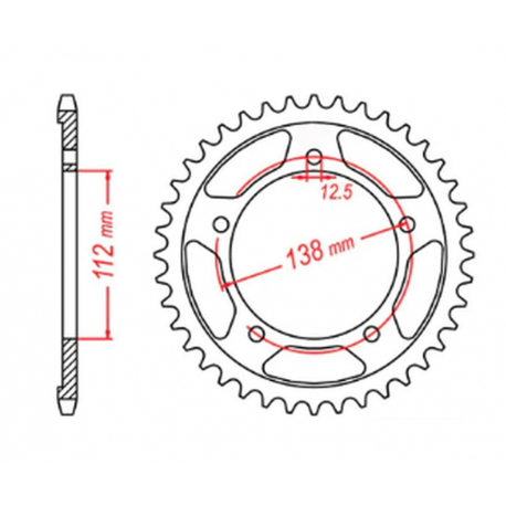 MTX PARTS 2023/03 ZĘBATKA TYLNA 4350 44 HONDA VT 600C SHADOW '90-'07 (JTR1332.44) (ŁAŃC. 525)