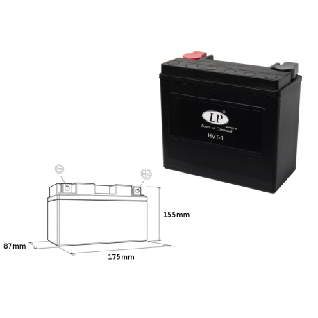 LANDPORT AKUMULATOR HVT-1 12V 20AH 175X87X155 HEAVY V-TWIN BEZOBSŁUGOWY - ZALANY (ZWIĘKSZONY PRĄD ROZRUCHOWY 310A) (PRAWY +) (2)