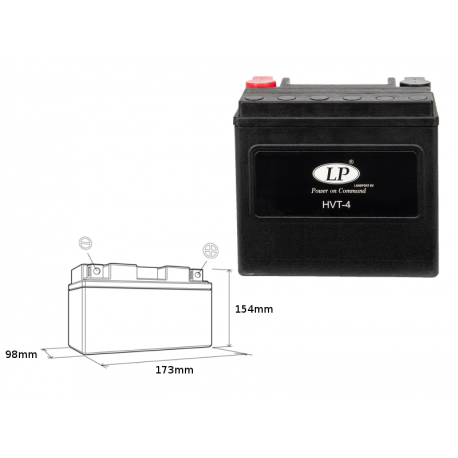 LANDPORT AKUMULATOR HVT-4 12V 22AH 173X98X154 HEAVY V-TWIN BEZOBSŁUGOWY - ZALANY (ZWIĘKSZONY PRĄD ROZRUCHOWY 325A) (PRAWY +) (2)