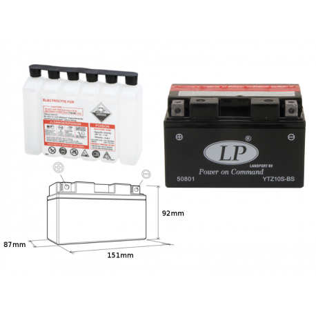 LANDPORT AKUMULATOR YTZ10S-BS 12V 8,5AH 151X87X94 BEZOBSŁUGOWY - ELEKTROLIT OSOBNO (6) UE2019/1148