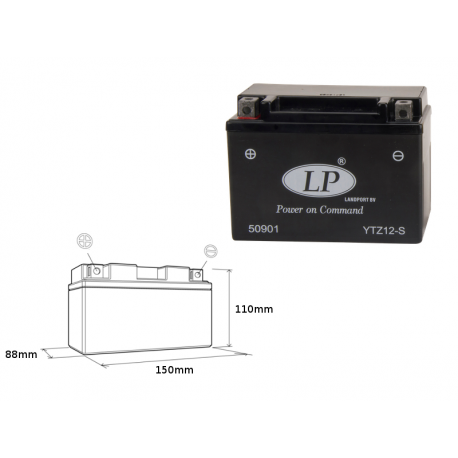 LANDPORT AKUMULATOR YTZ12-S 12V 11AH 150X86X110 (GTZ12S) BEZOBSŁUGOWY - ZALANY (4)