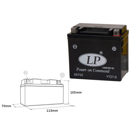 LANDPORT AKUMULATOR YTZ7-S 12V 6AH 112X69X103 (GTZ7S) BEZOBSŁUGOWY - ZALANY (10)