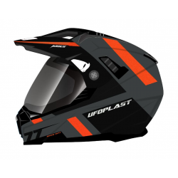 UFO 2023/07 KASK ARIES OFFROAD / DUAL / TOURER / CROSSOVER Z SZYBĄ, DASZKIEM I BLENDĄ PRZECIWSŁONECZNĄ KOLOR CZARNY/SZARY/CZERWO