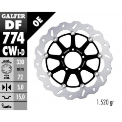 GALFER TARCZA HAMULCOWA PRZÓD DUCATI 1098 '07-'08 1198S/R '09- 1103/1199/1299 PANIGALE '12- MULTISTRADA 1103 V4 '21-23 (LEWA) (W