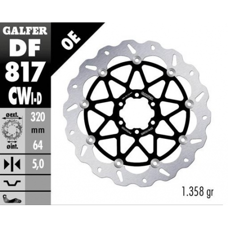 GALFER TARCZA HAMULCOWA PRZÓD BMW HP 4 '12- S 1000R/RR '09-'23 MOTO GUZZI 1400 AUDACE '15- 1400 CALIFORNIA '13- (PRAWA) (WAVE FL