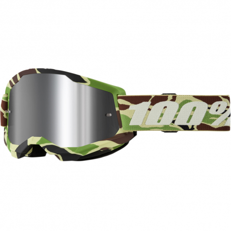 100 PROCENT (2023) GOGLE MODEL STRATA 2 WAR CAMO - MIRROR SILVER LENS KOLOR CAMOUFLAGE SZYBKA SREBRNE LUSTRO