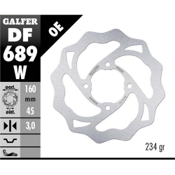 GALFER 2023/12 TARCZA HAMULCOWA TYŁ KTM 65 SX '98-'22, GAS GAS MC 65 '21-22 (160X45X3) (4X6,5MM) WAVE