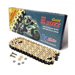 CZ 2023/10 ŁAŃCUCH NAPĘDOWY 525 SDZZ (124 OGNIWA) ACTIVE RING (X-RING) ZŁOTY DO 1200 CCM (46,2 KN) + ZAKUWKA DRĄŻONA