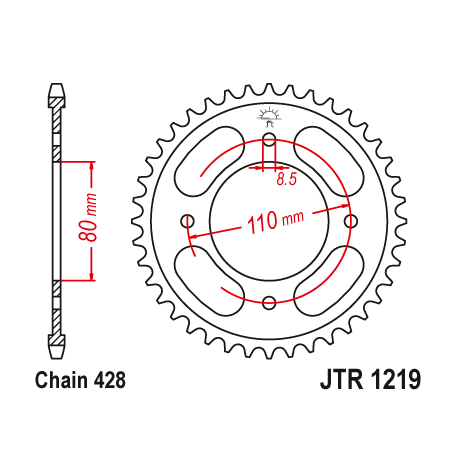 JT ZĘBATKA TYLNA 4597 42 HONDA CBF 125 '21-'23 (459741JT) (ŁAŃC. 428) - ZAMÓWIĆ