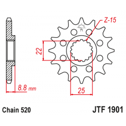 JT ZĘBATKA PRZEDNIA Z GUMĄ 1248 13 KTM SX/EXC '91-'22, BETA, GASGAS, HUSQVARNA (124813RB) (ŁAŃC. 520) - ZAMÓWIĆ