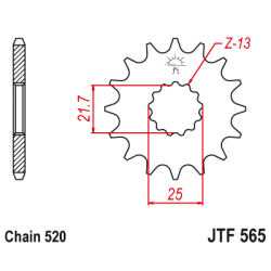 JT ZĘBATKA PRZEDNIA Z GUMĄ 565 14 YAMAHA YZF/WRF 400/426/450, CF MOTO 400 '19-, 650 GT/NK '21-'23 (56514JTS) (ŁAŃC. 520) YFZ 450