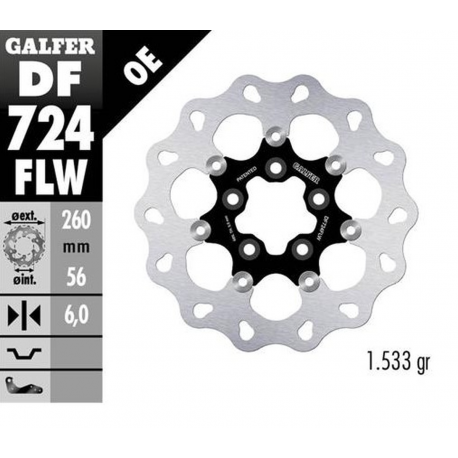 GALFER TARCZA HAMULCOWA PRZÓD HARLEY-DAVIDSON (260X56X6) PŁYWAJĄCA (WAVE DISC FLOATING) (PATRZ OPIS)