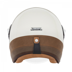 NOX PREMIUM KASK OTWARTY JET HERITAGE LEATHER KOLOR KREMOWY/BRĄZOWY ROZMIAR M