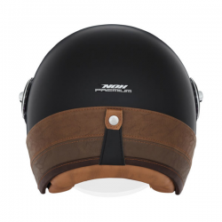 NOX PREMIUM KASK OTWARTY JET HERITAGE LEATHER KOLOR CZARNY/BRĄZOWY ROZMIAR M