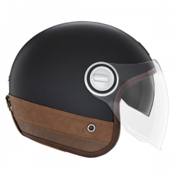 NOX PREMIUM KASK OTWARTY JET HERITAGE LEATHER KOLOR CZARNY/BRĄZOWY ROZMIAR L