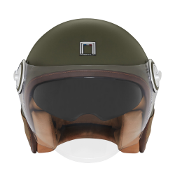 NOX PREMIUM KASK OTWARTY JET HERITAGE LEATHER KOLOR KHAKI/BRĄZOWY ROZMIAR M