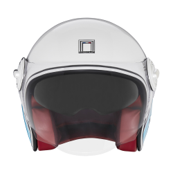 NOX PREMIUM KASK OTWARTY JET HERITAGE LINE KOLOR BIAŁY/NIEBIESKI/CZERWONY ROZMIAR M