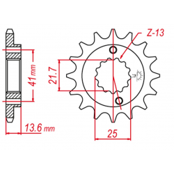 GROSSKOPF PROMOCJA ZĘBATKA PRZEDNIA 2099 13 HONDA XR 650R '00-'07 (-1), KAWASAKI ZX-6R '98-'05, ZX-6RR '03-'05 (-2) (JTF1307.13)