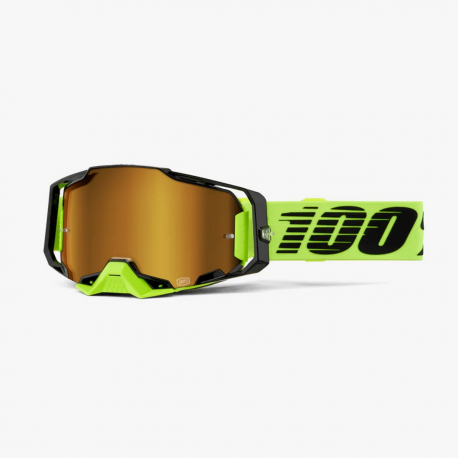 100 PROCENT GOGLE MODEL ARMEGA NEON YELLOW - MIRROR GOLD LENS KOLOR ŻÓŁTY FLUO/CZARNY SZYBA ZŁOTE LUSTRO