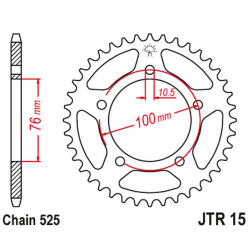 JT 2024/03 ZĘBATKA TYLNA 4456 43 BENELLI LEONCIO 500 '18-'20 (445643JT) (ŁAŃC. 525) (OEM: 60002P100000)