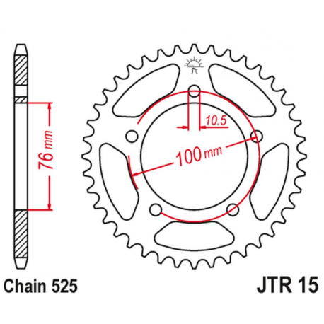 JT 2024/03 ZĘBATKA TYLNA 4456 43 BENELLI LEONCIO 500 '18-'20 (445643JT) (ŁAŃC. 525) (OEM: 60002P100000)