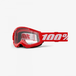 100 PROCENT GOGLE MODEL STRATA 2 YOUTH JUNIOR RED - CLEAR LENS - KOLOR CZERWONY/BIAŁY SZYBA PRZEŹROCZYSTA