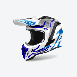 AIROH NOWOŚĆ KASK CROSS / ENDURO / ATV / QUAD AVIATOR ACE 2 GROUND BLUE GLOSS KOLOR SZARY/BIAŁY/NIEBIESKI ROZMIAR M