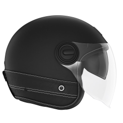 NOX PREMIUM KASK OTWARTY JET HERITAGE LEATHER KOLOR CZARNY MAT/CZARNY ROZMIAR S