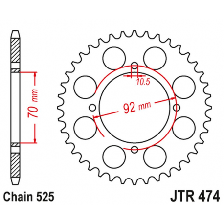 JT ZĘBATKA TYLNA JTR474 48 KAWASAKI KH 250 '75-82', S1 250 '73-75' (47448JT) (ŁAŃĆ.525) NA ZAMÓWIENIE