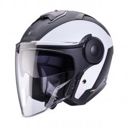 CABERG KASK OTWARTY JET Z BLENDĄ MODEL SOHO MILANO KOLOR BIAŁY/CZARNY MAT ROZMIAR L