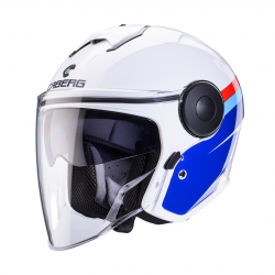 CABERG KASK OTWARTY JET Z BLENDĄ MODEL SOHO ZEPHYR KOLOR BIAŁY/NIEBIESKI/CZERWONY ROZMIAR S