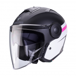 CABERG KASK OTWARTY JET Z BLENDĄ MODEL SOHO ZEPHYR KOLOR CZARNY MAT/BIAŁY/FUKSJA (INTENSYWNY ODCIEŃ RÓŻOWEGO) ROZMIAR S