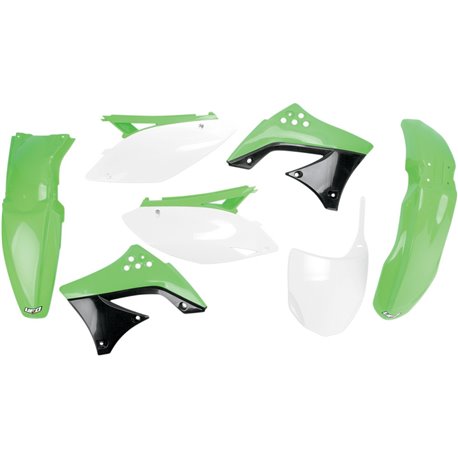 UFO, sada plastů, Kawasaki KXF 450 '09 barva OEM (zelená/bílá/černá)