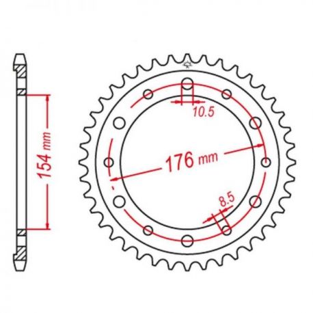 GROSSKOPF PROMOCJA ZĘBATKA TYLNA HONDA VFR750, VFR800 V-TEC '02-'13, VFR800X CROSSRUNNER '11-'14 (JTR1340.43)* (ŁAŃC. 530)