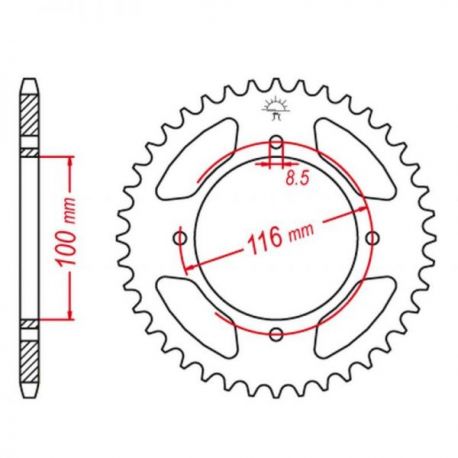 GROSSKOPF PROMOCJA ZĘBATKA TYLNA ALUMINIOWA KOLOR SREBRNY 467 51 KAWASAKI KX 80 '98-'00, KX 85 '01-'20, KX 100 '00-'21 (JTR461.5