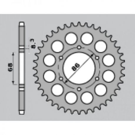 JR ZĘBATKA TYLNA 468 42 KAWASAKI AR 125 '82-'93, EL 125 ELIMINATOR '99-'06