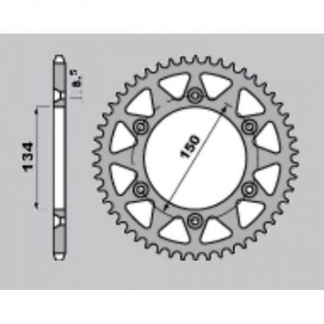 JR ZĘBATKA TYLNA 489 51 KAWASAKI KX 125/250/500 '84-'08, KDX 200 '84-'06, KDX 220 '97-'05, KDX 250 '91-'96, KLX 250 '93-'20, KXF