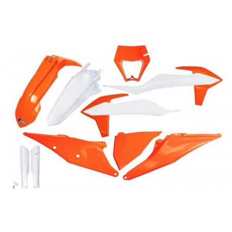 UFO KOMPLET PLASTIKÓW (FULL KIT) Z OSŁONAMI TELESKOPÓW (AMORTYZATORÓW) KTM EXC 125 '20-'21, EXC 250 / 300 TPI '20-'23, EXC-F 250