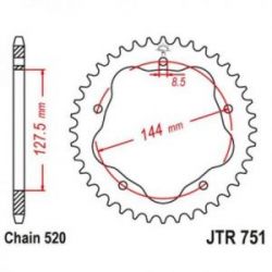 JT ZĘBATKA TYLNA 4320M 44 ALUMINIOWA RACELITE DUCATI MONSTER 800 S2R '05-'07, HYPERMOTARD 950 '19-'23, BIPOSTO 748/S '95-'03 (ŁA