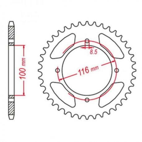 GROSSKOPF PROMOCJA ZĘBATKA TYLNA ALUMINIOWA 467 50 KAWASAKI KX 80 '98-'99, KX 85 '01-'20 (JTR461.50) KOLOR CZARNY