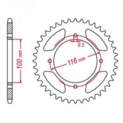 GROSSKOPF PROMOCJA ZĘBATKA TYLNA ALUMINIOWA KOLOR CZARNY 467 52 KAWASAKI KX 80 '98-'00, KX 85 '01-'20, KX 100 '00-'21 (JTR461.52