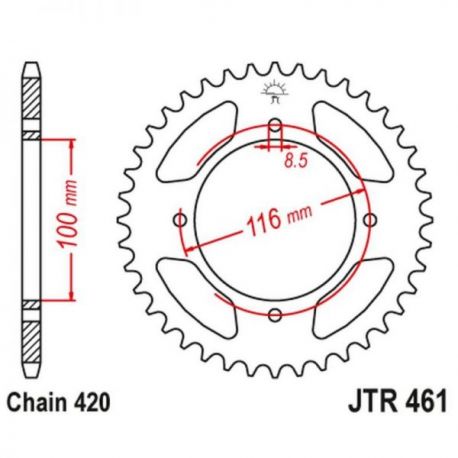 JT ZĘBATKA TYLNA 467 47 KAWASAKI KX 80/85 '86-'17 (46747JT) (ŁAŃC. 420)