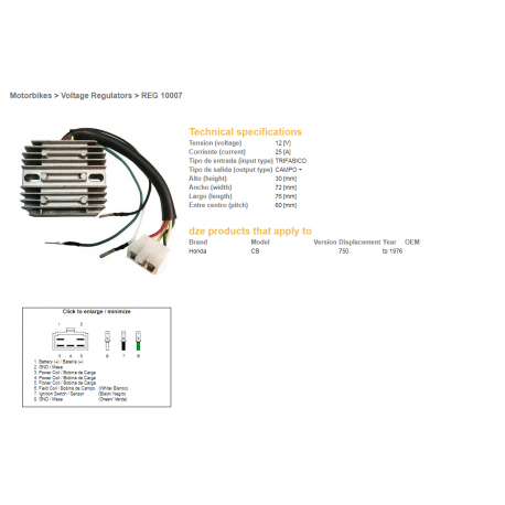 DZE REGULATOR NAPIĘCIA HONDA CB750 FOUR (DO 76)