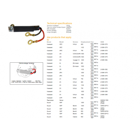 DZE REGULATOR NAPIĘCIA SUZUKI GSF/GSX/GSXR, YAMAHA FZR 1000 KAWASAKI GPZ 900/1000/1100, ZZR1100/1200, ZRX1100/1200 (ESR025)