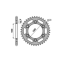 PBR ZĘBATKA TYLNA 1027 36 C45 DUCATI 851/888 SPORT 91-95 (JTR735.36) (ŁAŃC. 520)