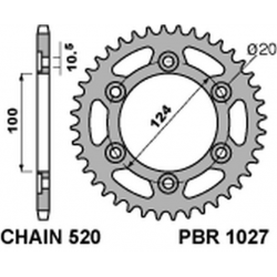 PBR ZĘBATKA TYLNA 1027 42 C45 DUCATI MONSTER 695/800 (JTR735.42) (ŁAŃC. 520)