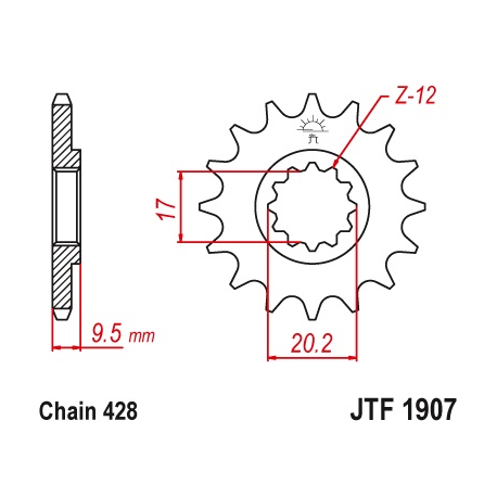 JT ZĘBATKA PRZEDNIA 2084 13 KTM SX 85 04-17 (JTF1907.13)* (ŁAŃC. 428)