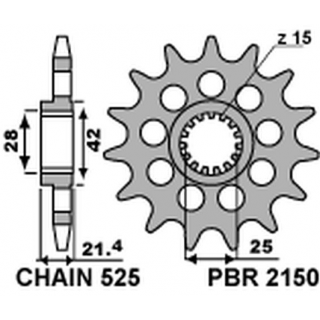 PBR ZĘBATKA PRZEDNIA 2150 16 18NC APRILIA 750/1200 (ŁAŃC. 525) (JTF709.16)